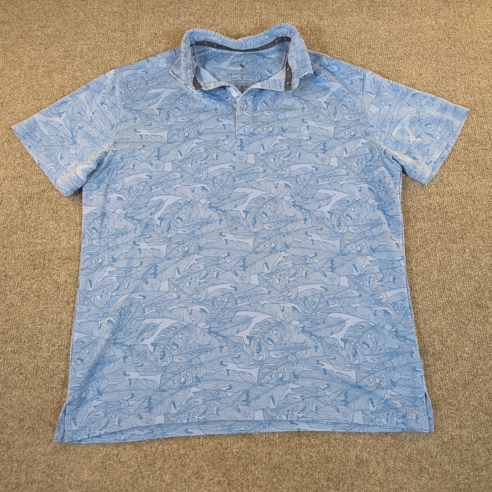 TailorByrd Golf Mens Medium Tropical Leaf Print Polo Shirt Short‎ Sleeve 2560